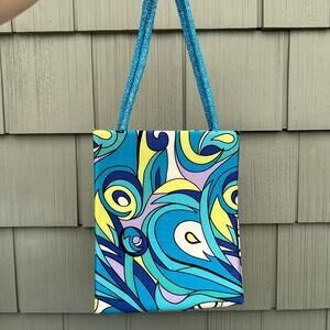 Vintage Y2K swirl pattern beaded handle rectangle purse